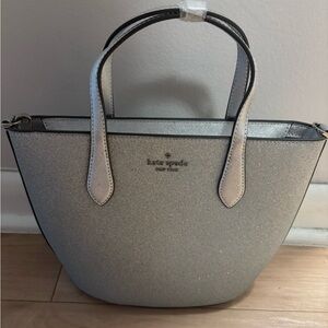 Kate Spade Silver Glitter Luna Light Satchel NWT W/ Removable Crossbody Strap